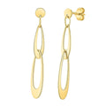 14K yellow gold Italian oval link earrings with flat interlocking loop chain