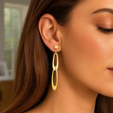14k Yellow Gold Italian Oval Link Earrings thumbnail 2