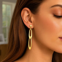 14k Yellow Gold Italian Oval Link Earrings