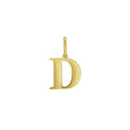 14K yellow gold initial D charm pendant with polished single-letter design