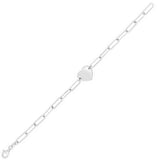 Sterling Silver Rhodium Plated Engravable Heart Paperclip Bracelet (2.10 mm) thumbnail 1