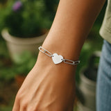 Sterling Silver Rhodium Plated Engravable Heart Paperclip Bracelet (2.10 mm) thumbnail 7
