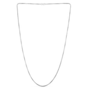 Sterling Silver Rhodium Plated Rockstar Cut Round Box Chain (1.90 mm)