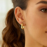 14K Yellow Gold Fancy Oval Hoop Earrings thumbnail 3