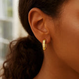 14K Yellow Gold Fancy Oval Hoop Earrings thumbnail 4