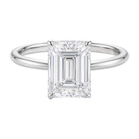 3 Carat Emerald Lab Grown IGI G/VS1 Diamond Solitaire Ring in 10K White Gold