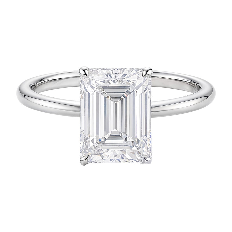 3 Carat Emerald Lab Grown IGI G/VS1 Diamond Solitaire Ring in 10K White Gold