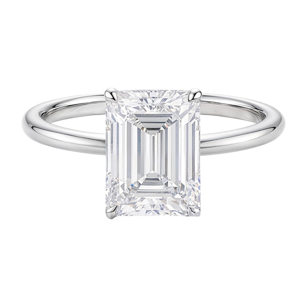 3 Carat Emerald Lab Grown IGI G/VS1 Diamond Solitaire Ring in 10K White Gold