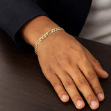 10k Yellow Gold Link Figaro Bracelet (5.30 mm) thumbnail 2