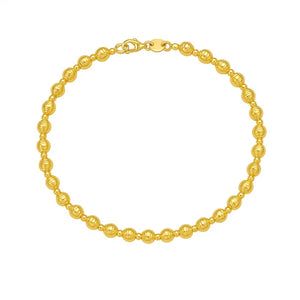 14K Yellow Gold Disco Diamond Cut Bead Bracelet (4.00 mm)