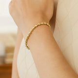 14K Yellow Gold Disco Diamond Cut Bead Bracelet (4.00 mm) thumbnail 4
