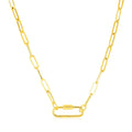 14K yellow gold paperclip chain necklace with oval carabiner clasp