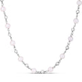 Rhodium plated sterling silver necklace with pear freshwater pearl beads