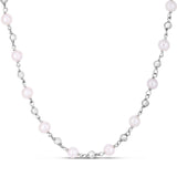 Rhodium plated sterling silver necklace with pear freshwater pearl beads thumbnail 1
