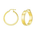 14K yellow gold medium tube hoop earrings with a smooth seamless profile
