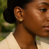 14K Yellow Gold Taurus Stud Earrings thumbnail 2