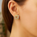 14k Two Tone Gold Love Knot Earrings thumbnail 3