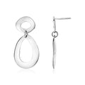 Sterling silver dangle earrings with polished oval and teardrop forms