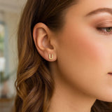 14K Yellow Gold Yours Truly Initial U Stud Earrings thumbnail 2