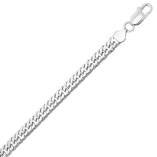 Sterling Silver Rhodium Plated Flat Miami Cuban Chain (6.70 mm)
