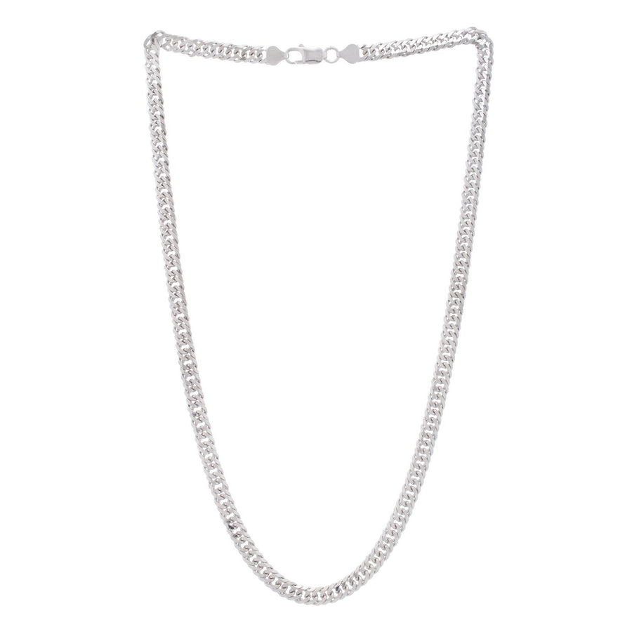 Sterling Silver Rhodium Plated Flat Miami Cuban Chain (6.70 mm)