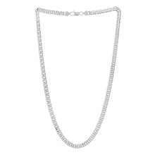 Sterling Silver Rhodium Plated Flat Miami Cuban Chain (6.70 mm)