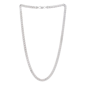 Sterling Silver Rhodium Plated Flat Miami Cuban Chain (6.70 mm)