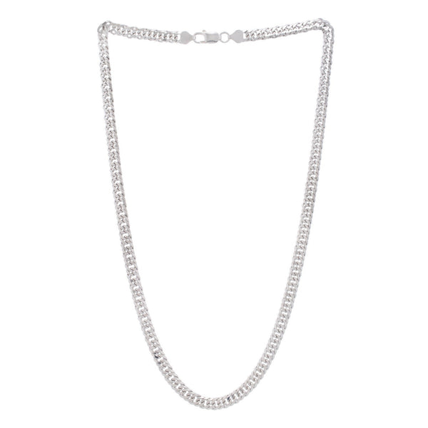 Sterling Silver Rhodium Plated Flat Miami Cuban Chain (6.70 mm)
