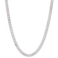 Sterling Silver Rhodium Plated Flat Miami Cuban Chain (6.70 mm)