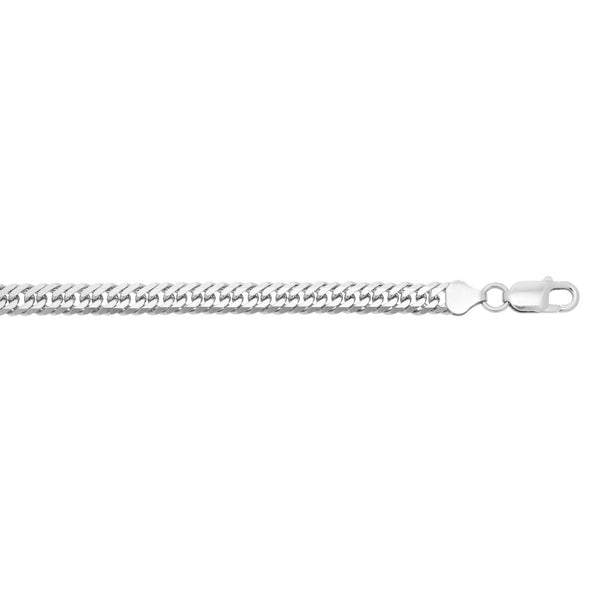 Sterling Silver Rhodium Plated Flat Miami Cuban Chain (6.70 mm)