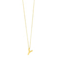 14K yellow gold initial Y pendant with polished tapered arms and rear bail