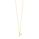 14K yellow gold initial Y pendant with polished tapered arms and rear bail thumbnail 1