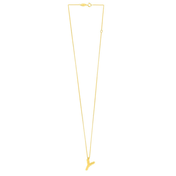 14K Yellow Gold Helium Initial Y Pendant