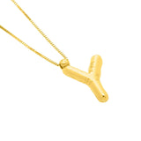 14K Yellow Gold Helium Initial Y Pendant thumbnail 3