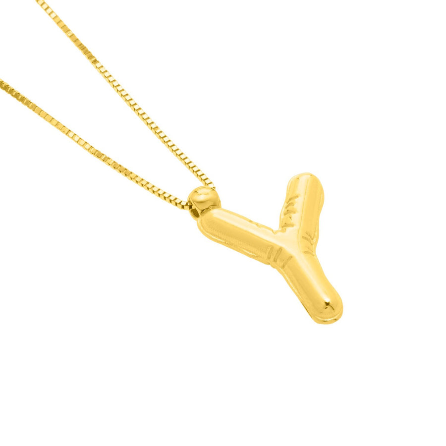 14K Yellow Gold Helium Initial Y Pendant