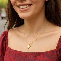 14K Yellow Gold Helium Initial Y Pendant