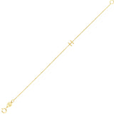 14K yellow gold mini initial H bracelet on a fine cable chain thumbnail 1