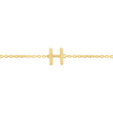14K Yellow Gold Mini Initial H Bracelet thumbnail 2