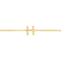 14K Yellow Gold Mini Initial H Bracelet