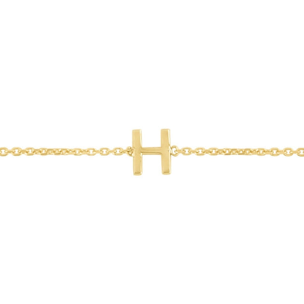 14K Yellow Gold Mini Initial H Bracelet