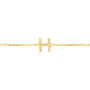 14K Yellow Gold Mini Initial H Bracelet