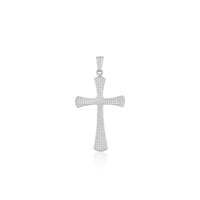 14k White Gold Cross Pendant with Beaded Texture