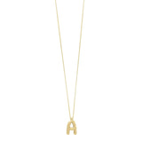 14K yellow gold initial A letter pendant with polished edges and integrated bail thumbnail 1