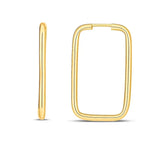 14K yellow gold endless rectangle hoop earrings with clean squared profile thumbnail 1