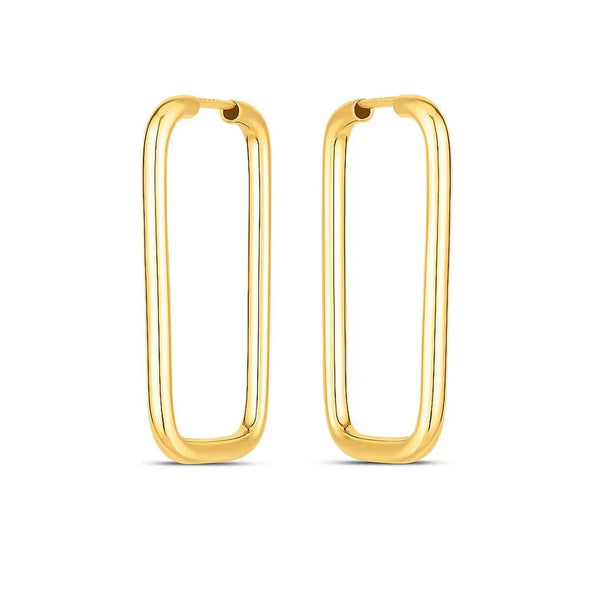 14k Yellow Gold Endless Rectangle Hoops