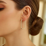 14k Yellow Gold Endless Rectangle Hoops thumbnail 4