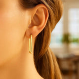 14k Yellow Gold Endless Rectangle Hoops thumbnail 5