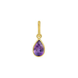 14K Yellow Gold Pear Amethyst Charm Pendant thumbnail 1