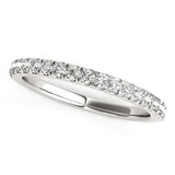 14K white gold ring with pave set round diamond stones thumbnail 1