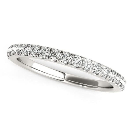 14K white gold ring with pave set round diamond stones